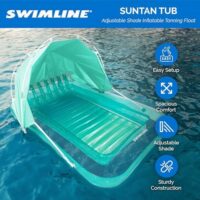 1343653580-3 Swimline Original Inflatable Suntan Tub Lounge Float with Adjustable Shade, Mint