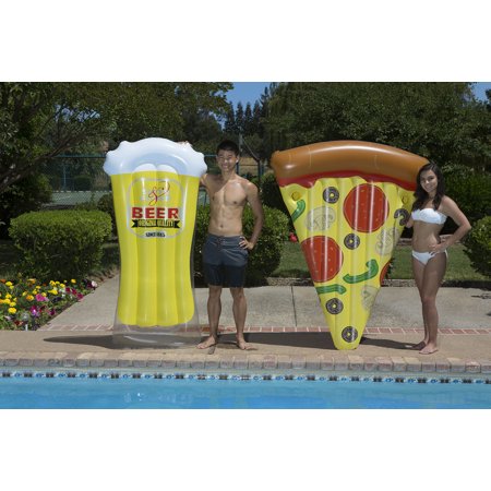 184768460-1 Poolmaster Pizza Slice & Beer Mug Swimming Pool Float Combo, Multi