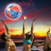 20366899-1 14 Red and White Stars LED Light-up Beach Ball Swimming Pool Toy